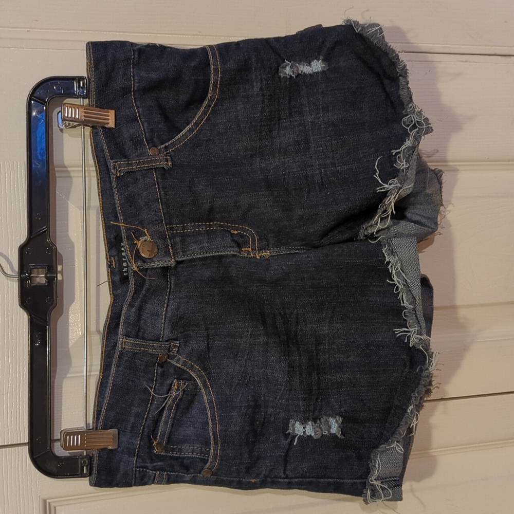 Distressed denim shorts